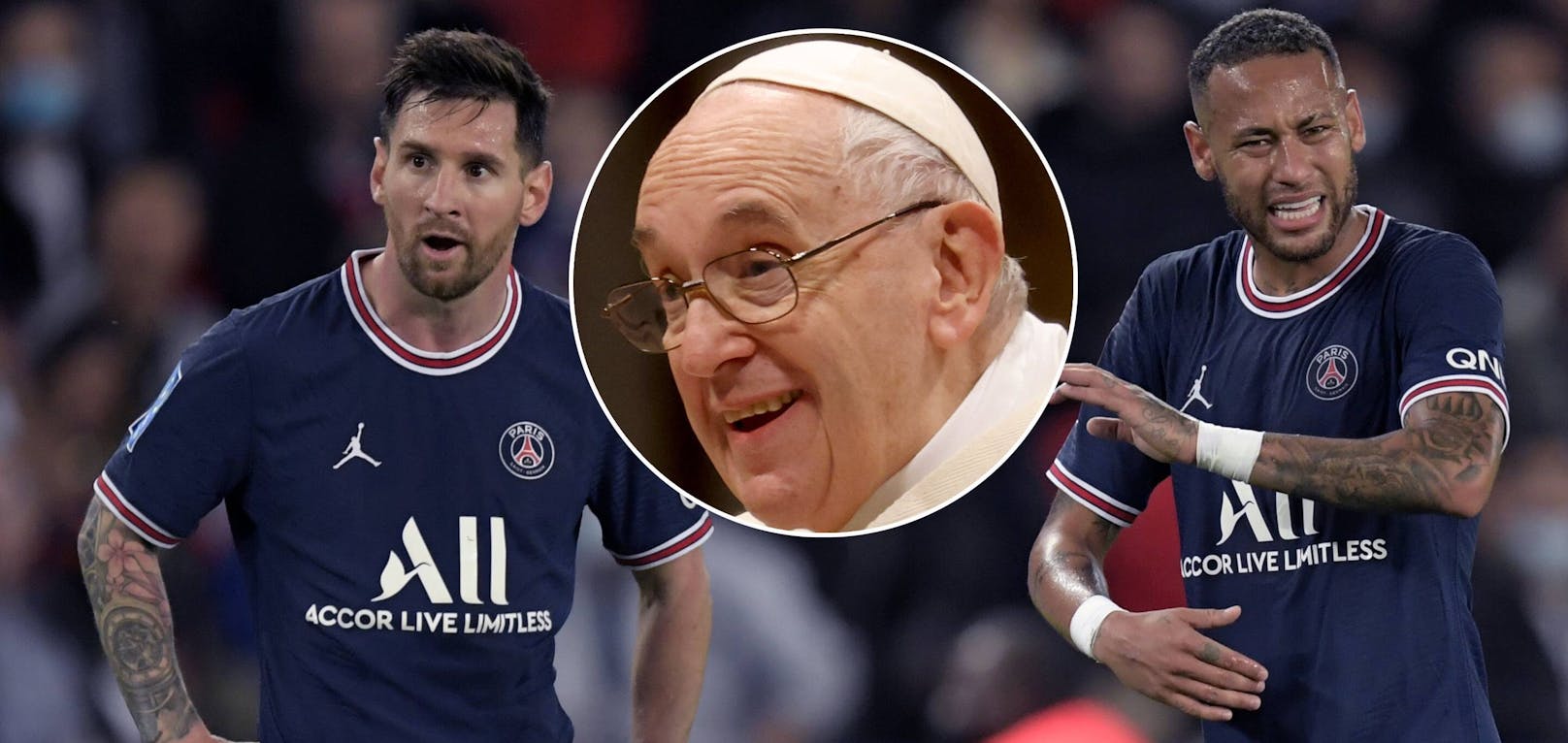 Lionel Messi, Papst Franziskus, Neymar