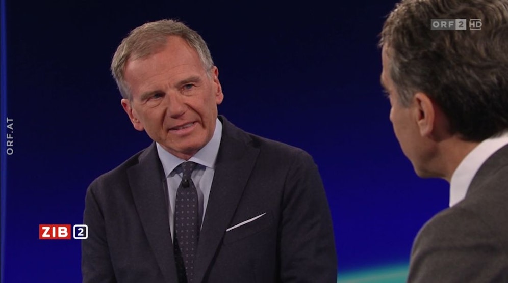 Ex-Kanzler Christian Kern in der ZIB2 bei Armin Wolf am 19. Oktober 2021.