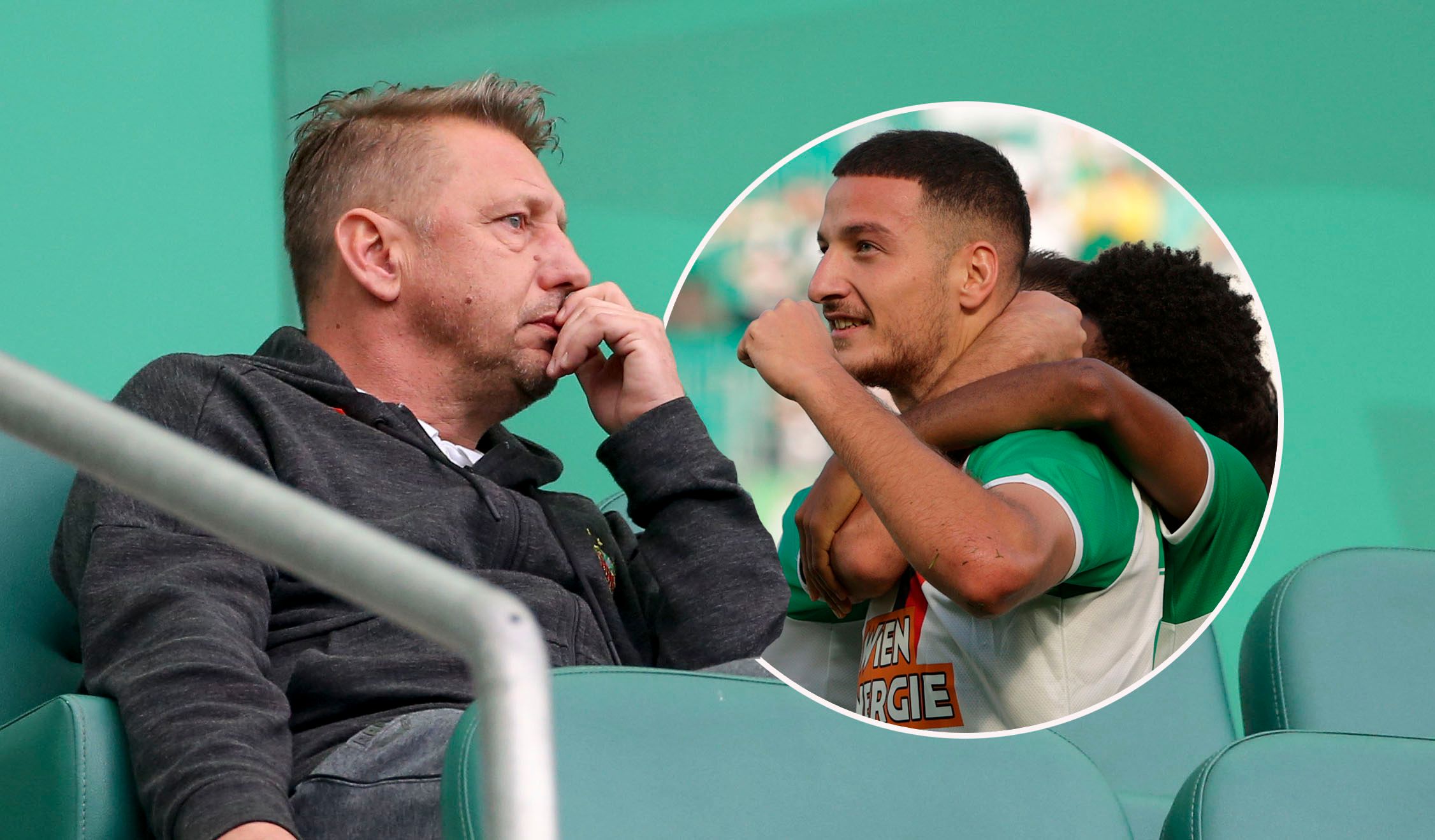 Rapid-Sportchef Zoran Barisic (l.) hofft auf einen Verbleib von Ercan Kara.