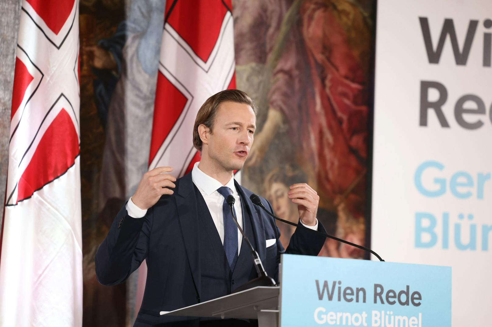 Gernot Blümel bei seiner "Rede für Wien" am 20. Oktober 2021.