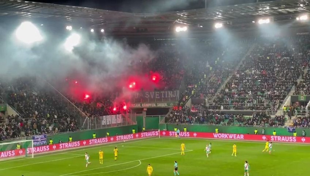 Oben ohne und laut: die Dinamo-Fans im Allianz-Stadion