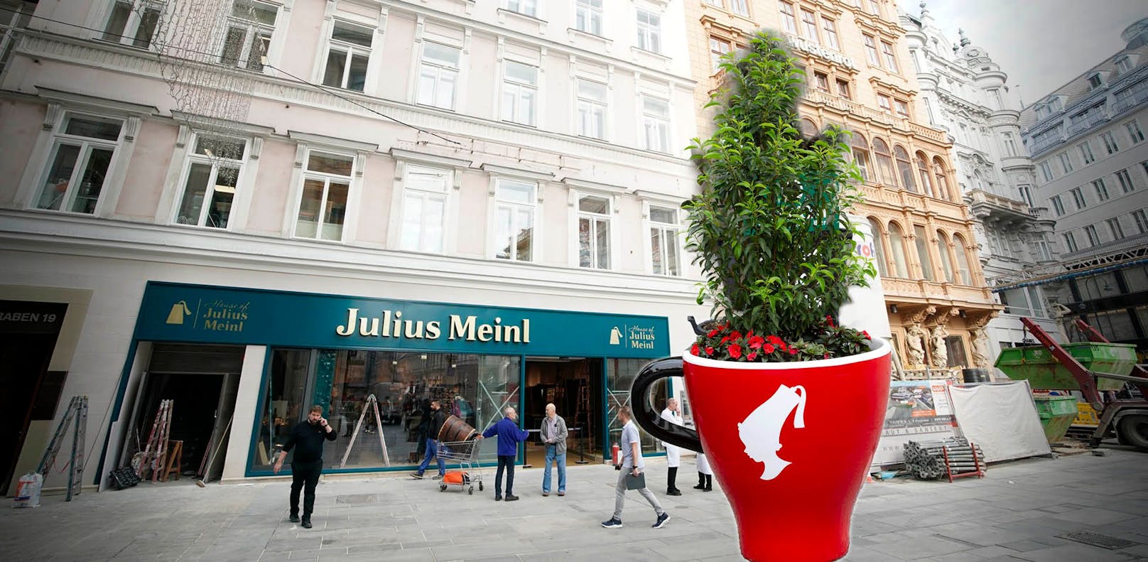Zur Wiedereröffnung von Julius Meinl am Graben wurde das Markenzeichen, der Mohr, verbannt.