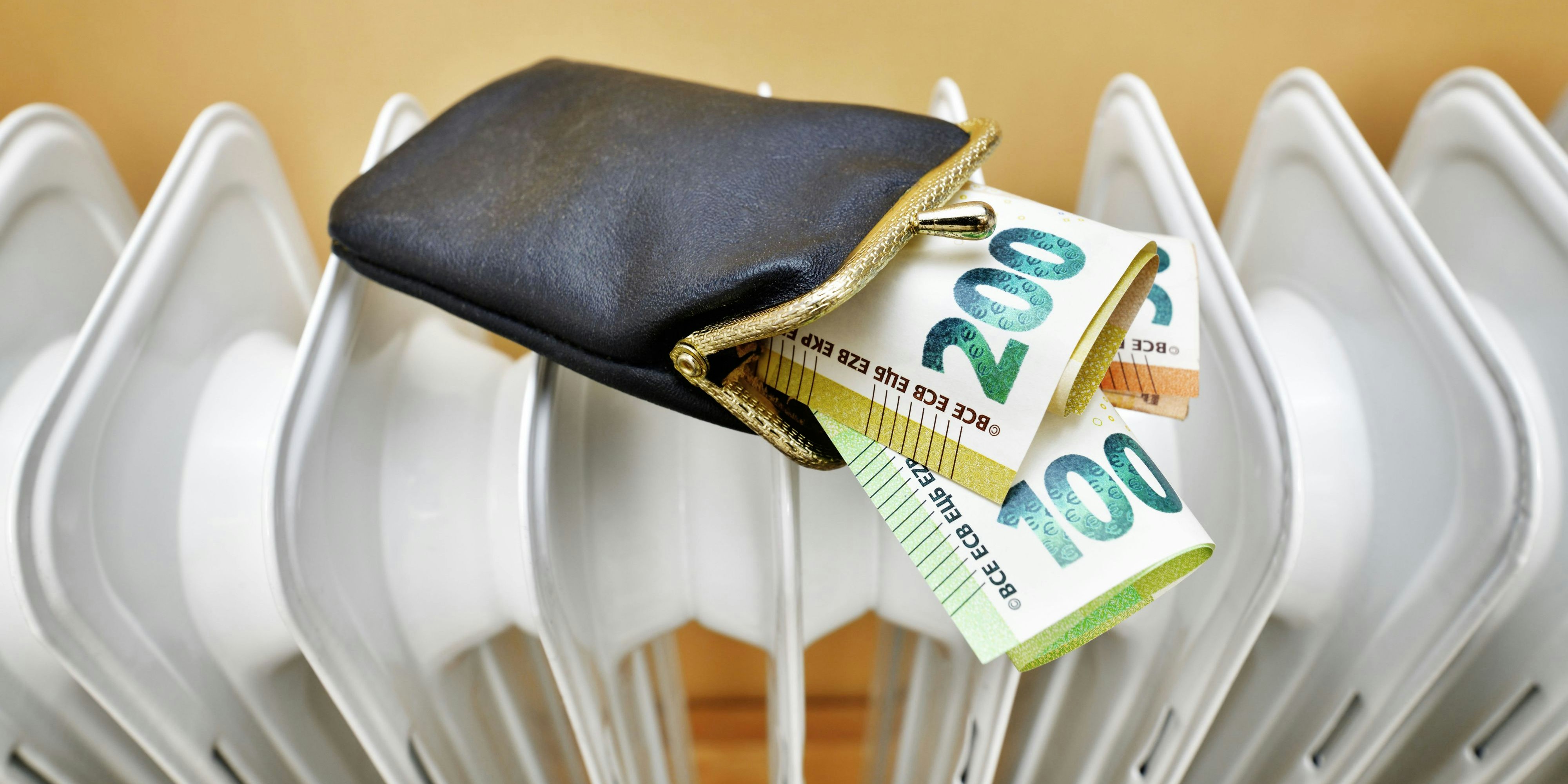 Download von www.picturedesk.com am 21.10.2021 (17:02).  ACT action_36595001 -- Geldbörse auf Heizung, Symbolfoto steigende Heizkosten / action press - 20211020_PD15297 - Rechteinfo: Rights Managed (RM)