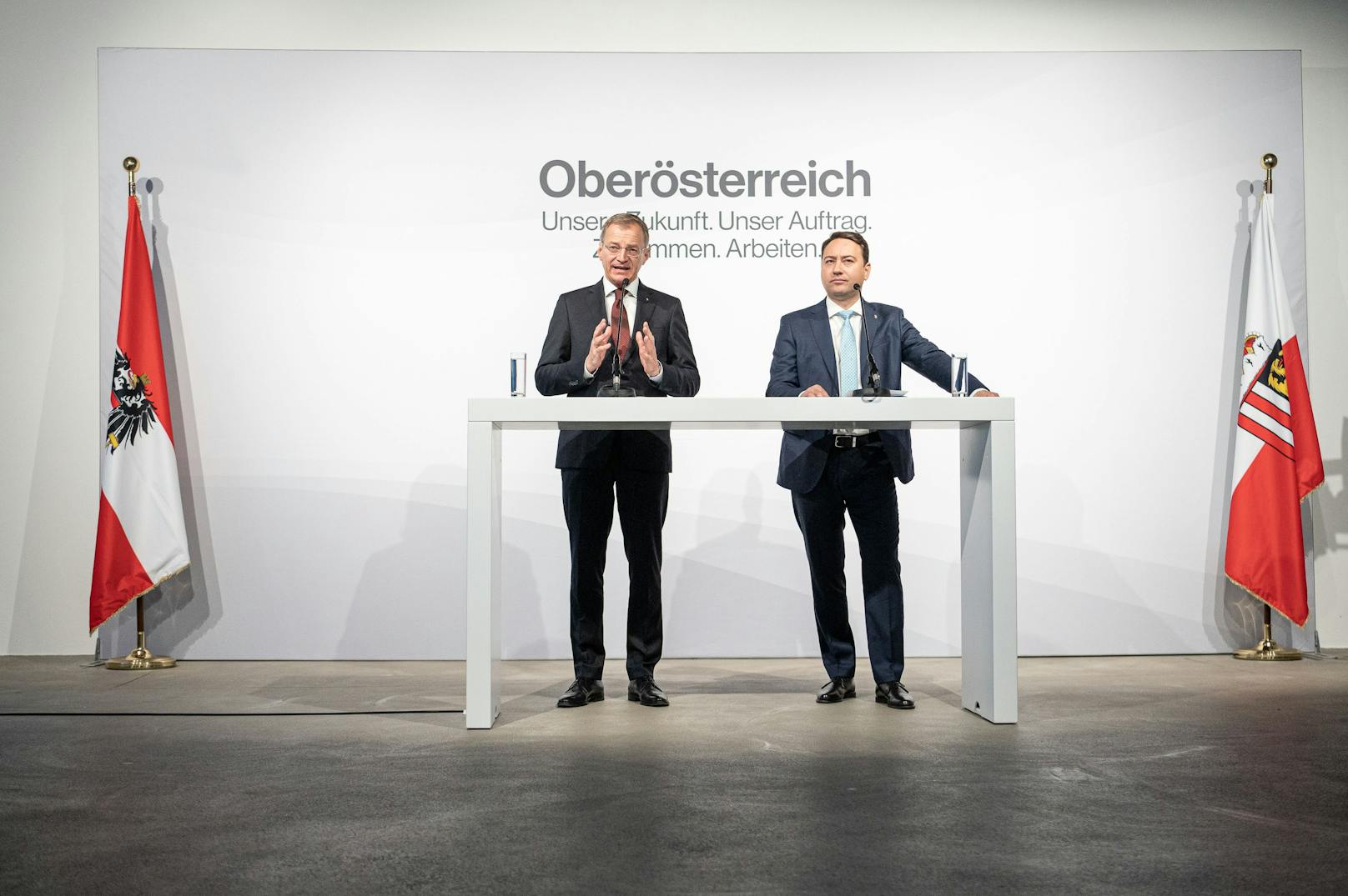LH Thomas Stelzer (ÖVP) und FPÖ-Chef Manfred Haimbuchner