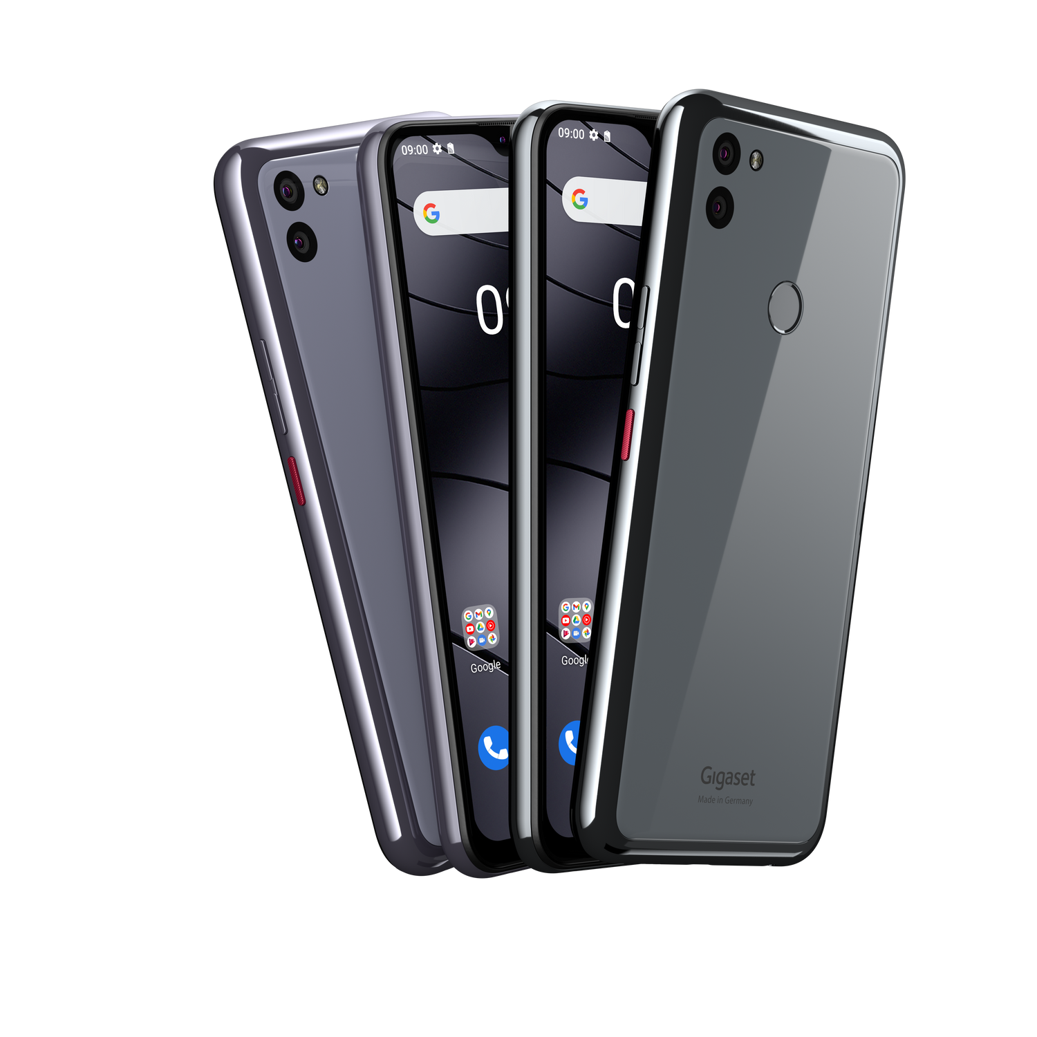 Das GS5 in Light Purple und Dark Titanium Grey – der rote Ein- und Ausschalter und der edle Chromrahmen setzen einen optischen Akzent.  