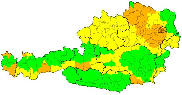 Aktuelle Sturm-Warnung in Österreich