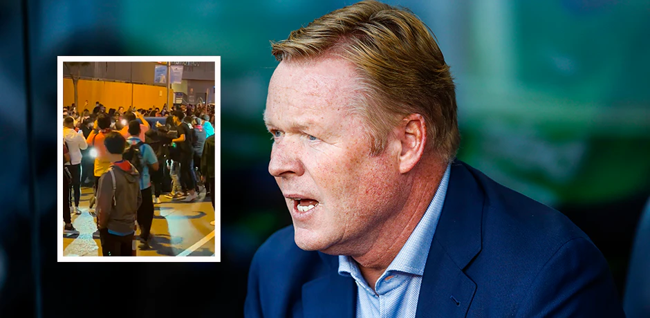 Fans hielten das Auto von Barca-Coach Ronald Koeman auf. 