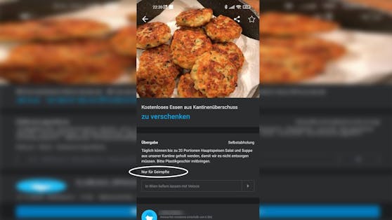 Kostenlose Speisen aus dem Überschuss einer Kantine in Ottakring