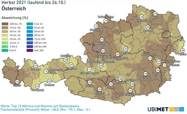 Niederschlagsabweichung vom Klimamittel (1991 bis 2020).