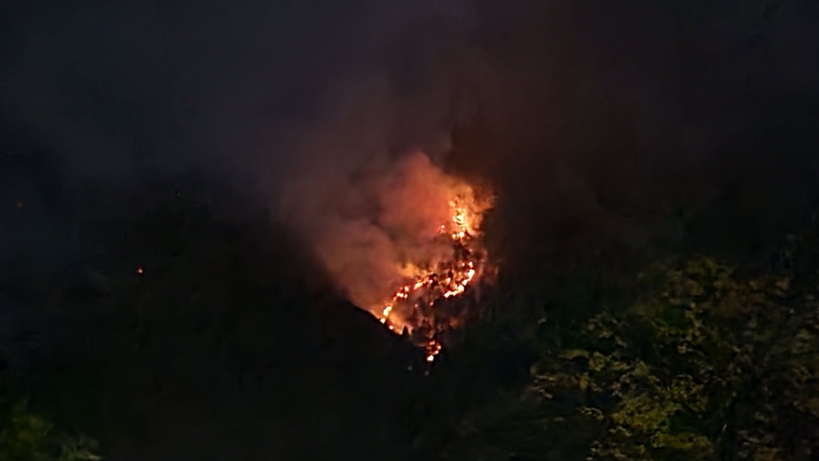Live-Aufnahmen vom Feuer im Rax-Gebiet in der Nacht und heute in der Früh.