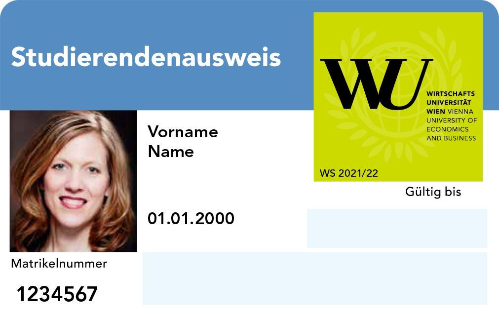 WU-Studierendenausweis mit dem fälschungssicheren Fast Lane Sticker rechts oben.