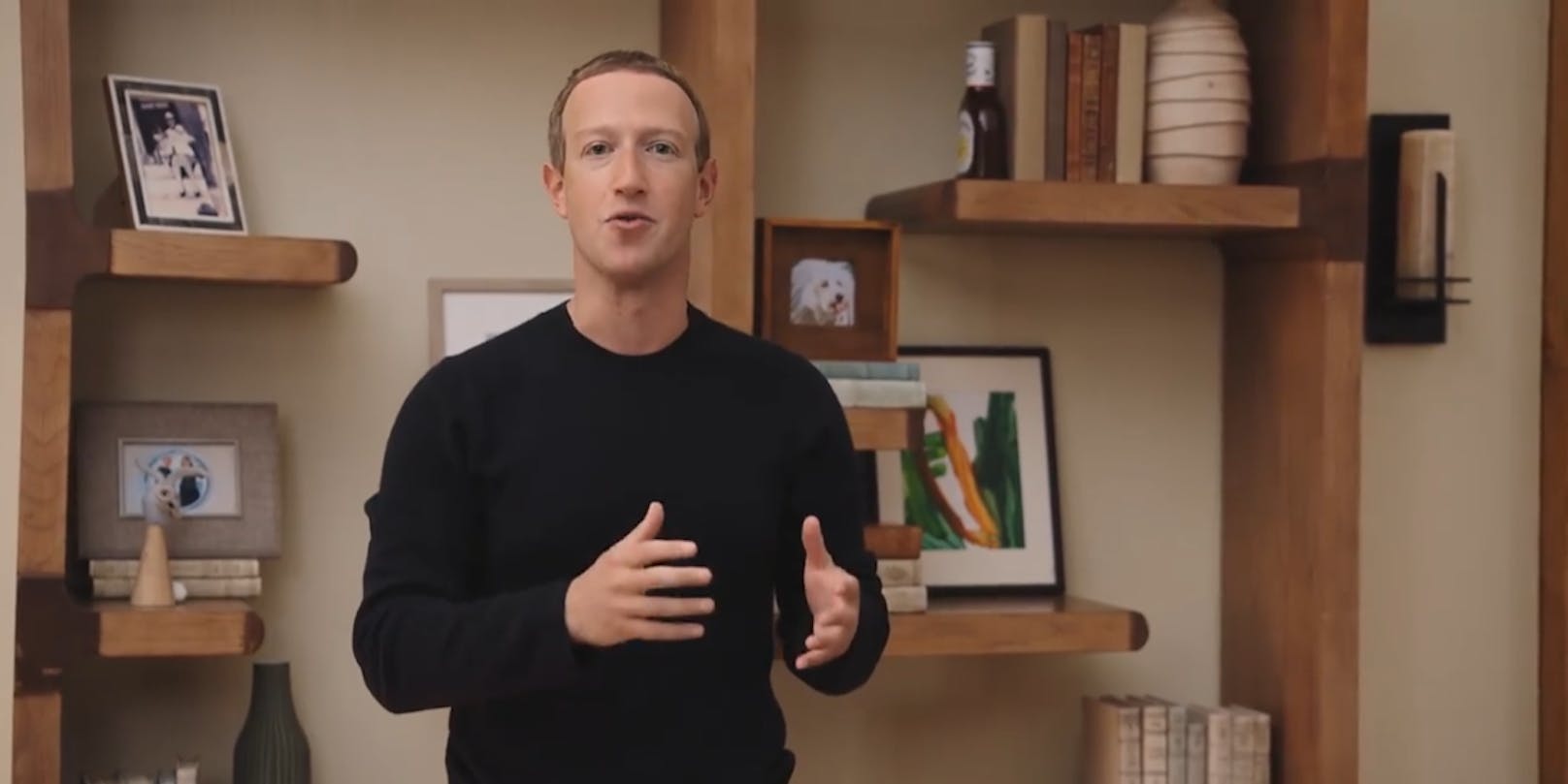 Mark Zuckerberg, ganz bestimmt kein Echsenmensch, unterstreicht das mit einer Flasche BBQ-Sauce in seinem Bücherregal.