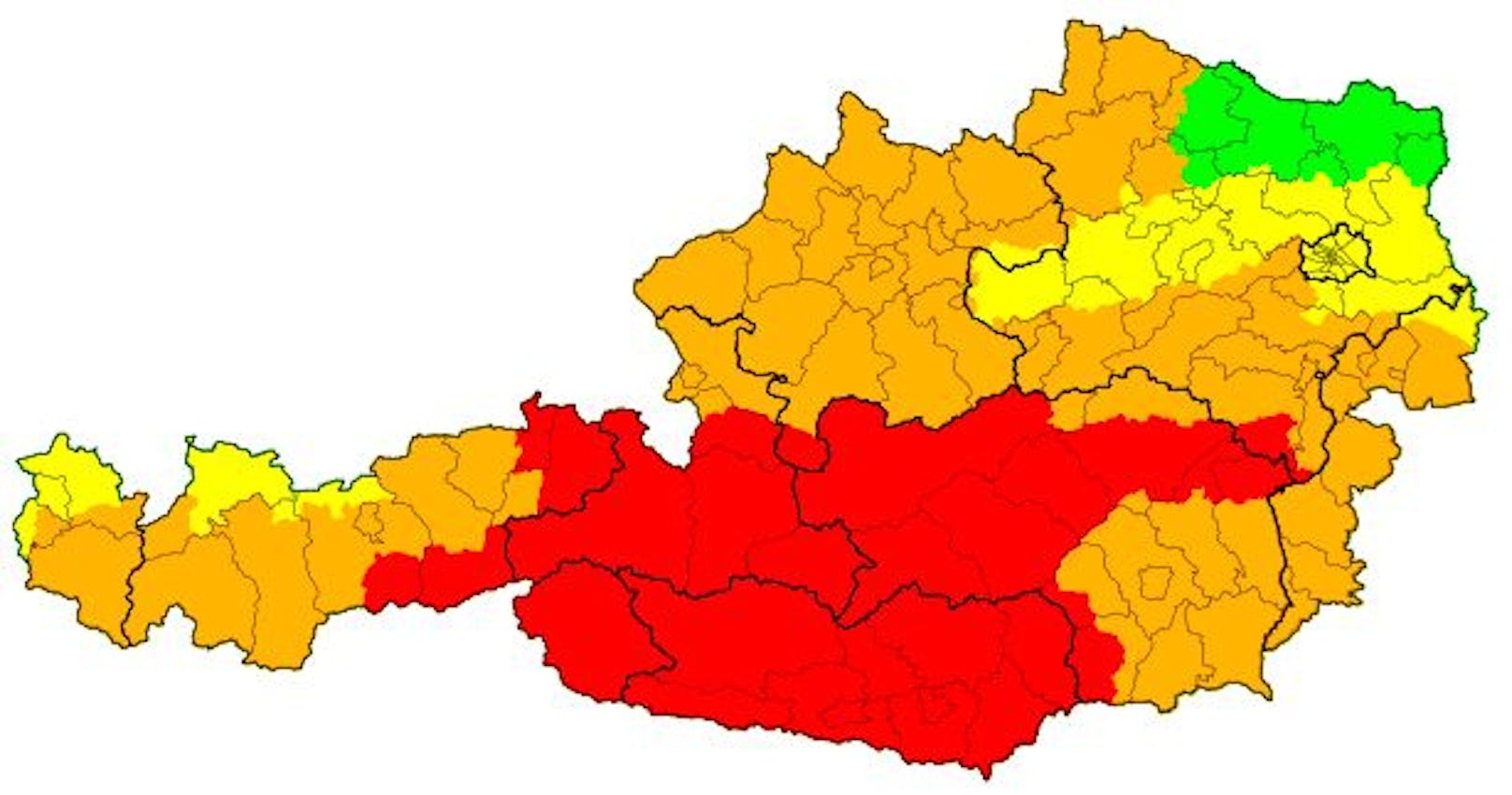 Starkregen im Anmarsch: Im halben Land wurde Warnstufe Rot ausgegeben (Stand 1.11., 18 Uhr)