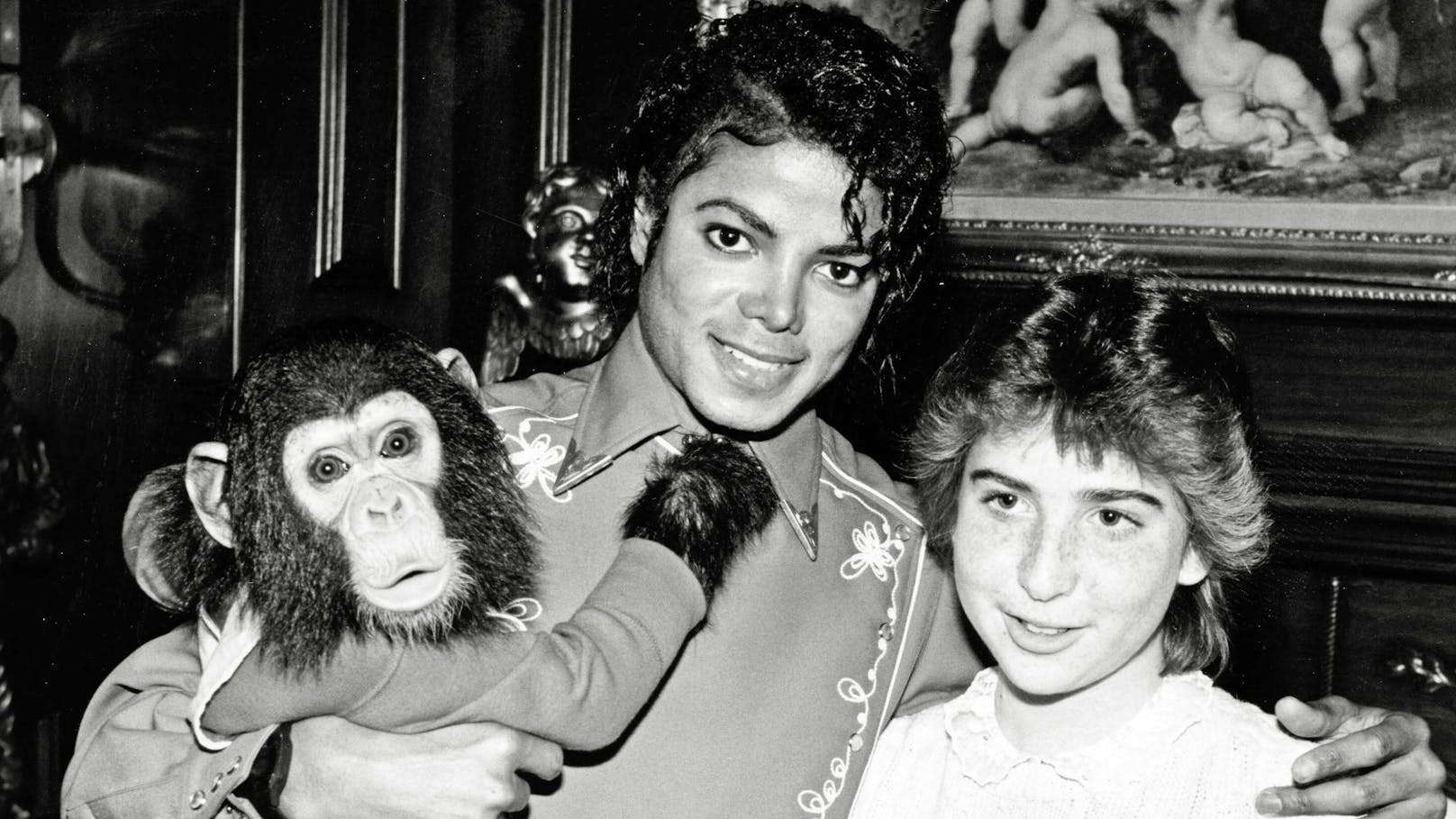 Michael Jackson mit einem 14-Jährigen Fan und seinem Schimpansen "Bubbles"