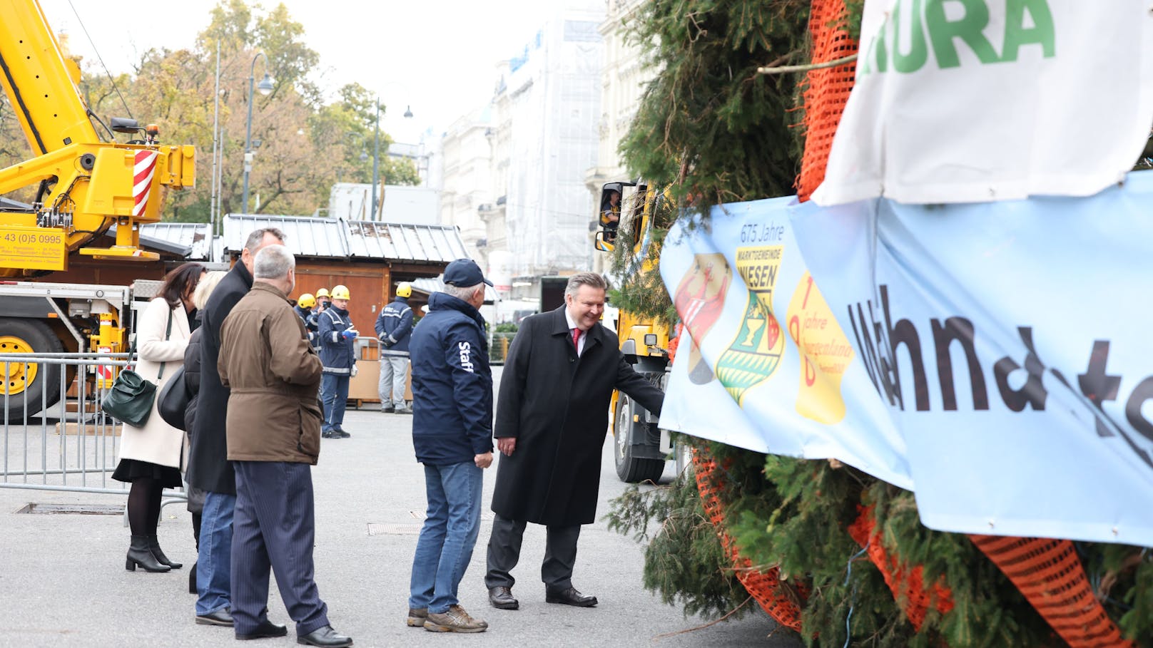 Bürgermeister Michael Ludwig (SP) nahm den Baum in Empfang.&nbsp;