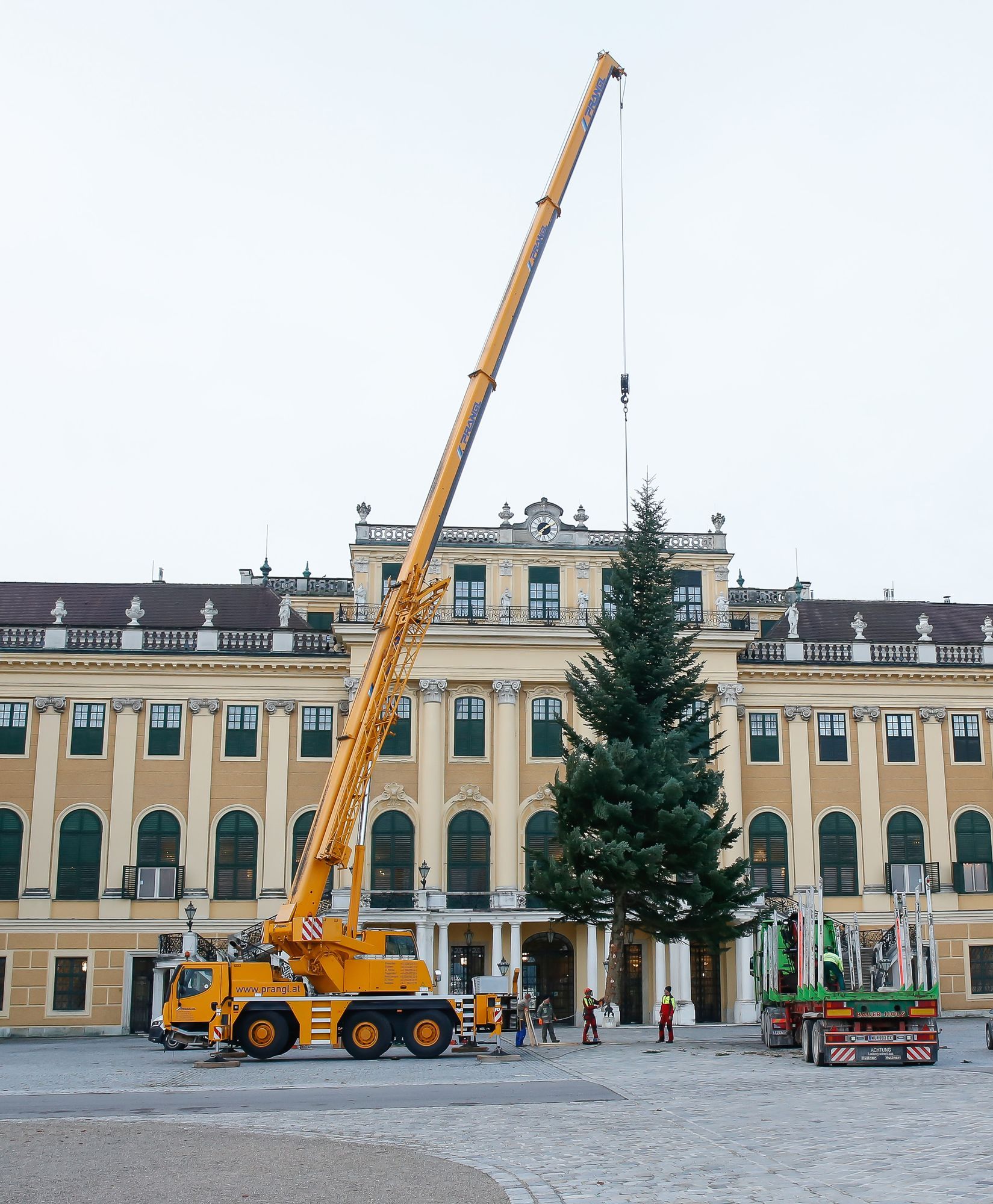 Für den Christkindlmarkt in Schönbrunn wurde eine 18 Meter hohe Tanne aufgestellt. Ihren vorweihnachtlichen Lichterzauber verströmt sie ab 20. November bis zum 26. Dezember im Ehrenhof.