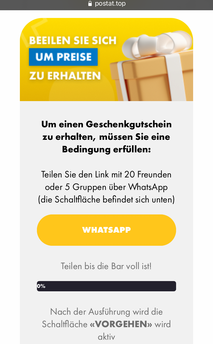 Das Fake-Gewinnspiel wird als WhatsApp-Kettenbrief verbreitet.