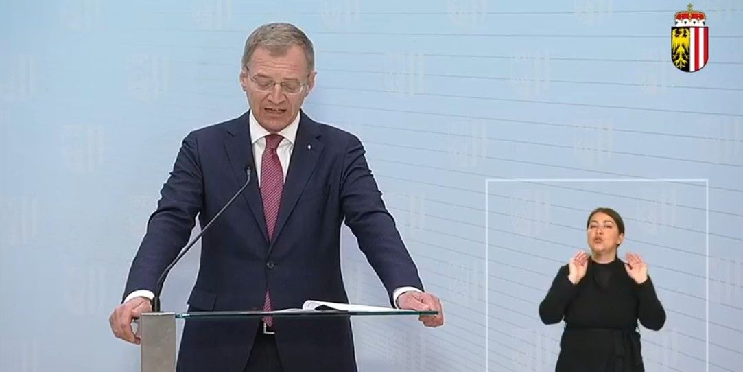 Pressekonferenz von LH Stelzer zu den neuen Maßnahmen.