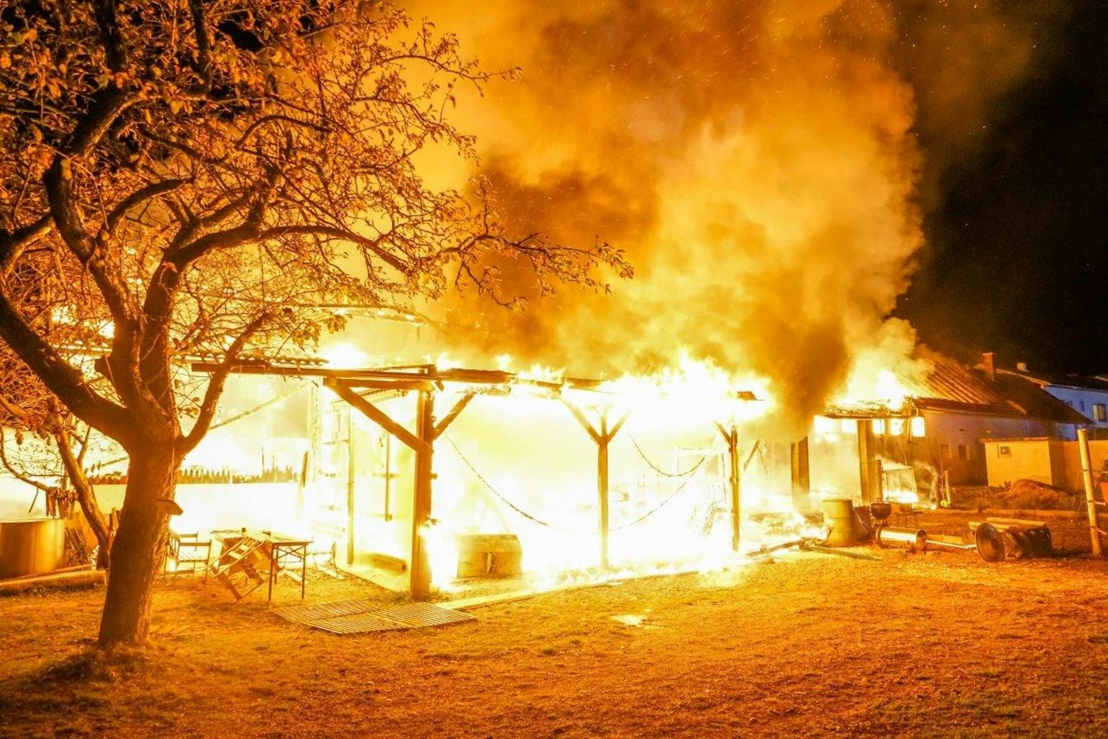 Auf einem Bauernhof im Raum Gloggnitz ist ein Vollbrand ausgebrochen.