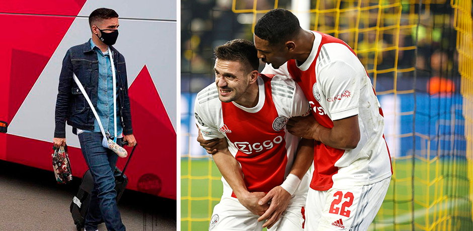 Ajax-Kicker Dario Tadic trägt einen Penis-Gips. 