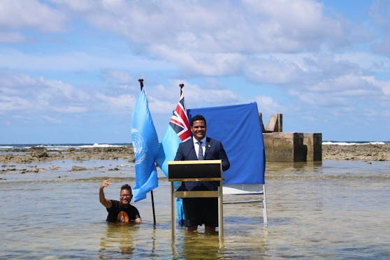 Der Ministerpräsident von Tuvalu, Simon Kofe, wollte mit seiner Rede ein Zeichen setzen. 