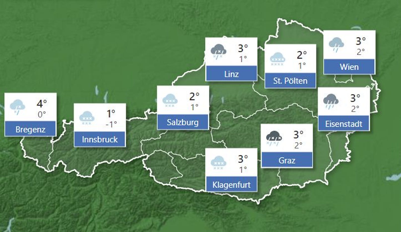 Frostwoche in Österreich: die Prognose für <strong>Sonntag</strong>, 21. November 2021