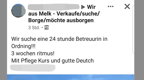 Posting: Pflegekraft gesucht