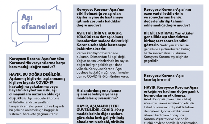 Auch auf Türkisch wird über Impfmythen aufgeklärt.