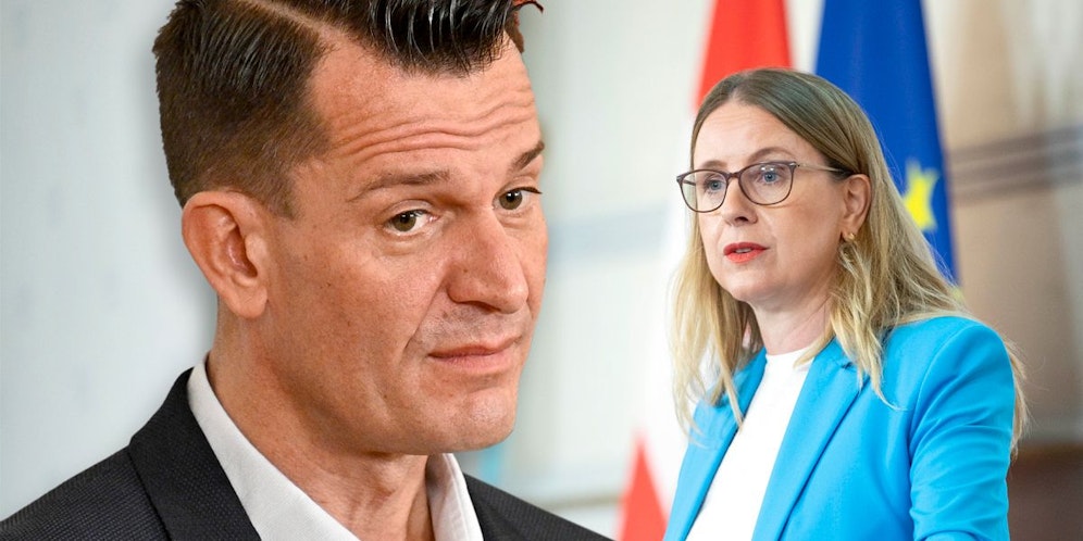Wirtschaftsministerin <strong>Margarete Schramböck (ÖVP)</strong> schießt scharf gegen den Grünen Gesundheitsminister <strong>Wolfgang Mückstein</strong>.