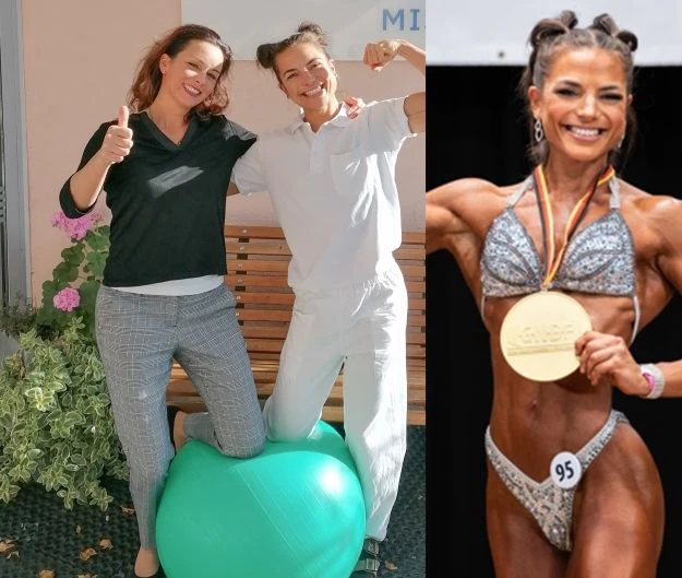Direktorin Jasmin Schaden (l.) und die sportliche Physiotherapeutin Caterina Plosky (r.) aus dem PBZ Mistelbach und beim Wettkampf.
