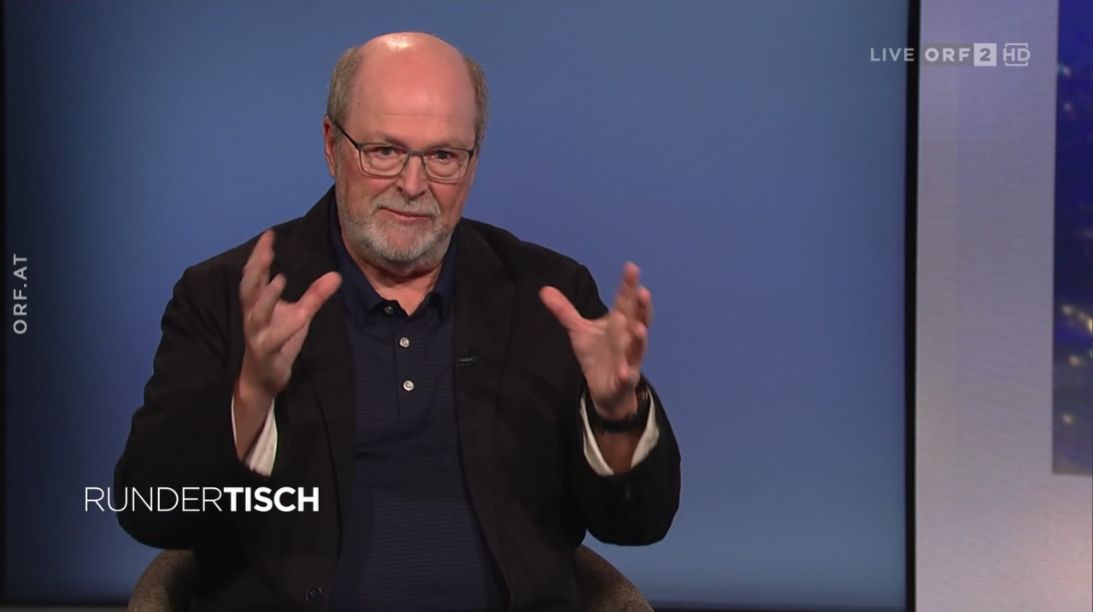 Epidemiologe und Impfexperte Herwig Kollaritsch in der Sondersendung "Runder Tisch" am 15. November im ORF.