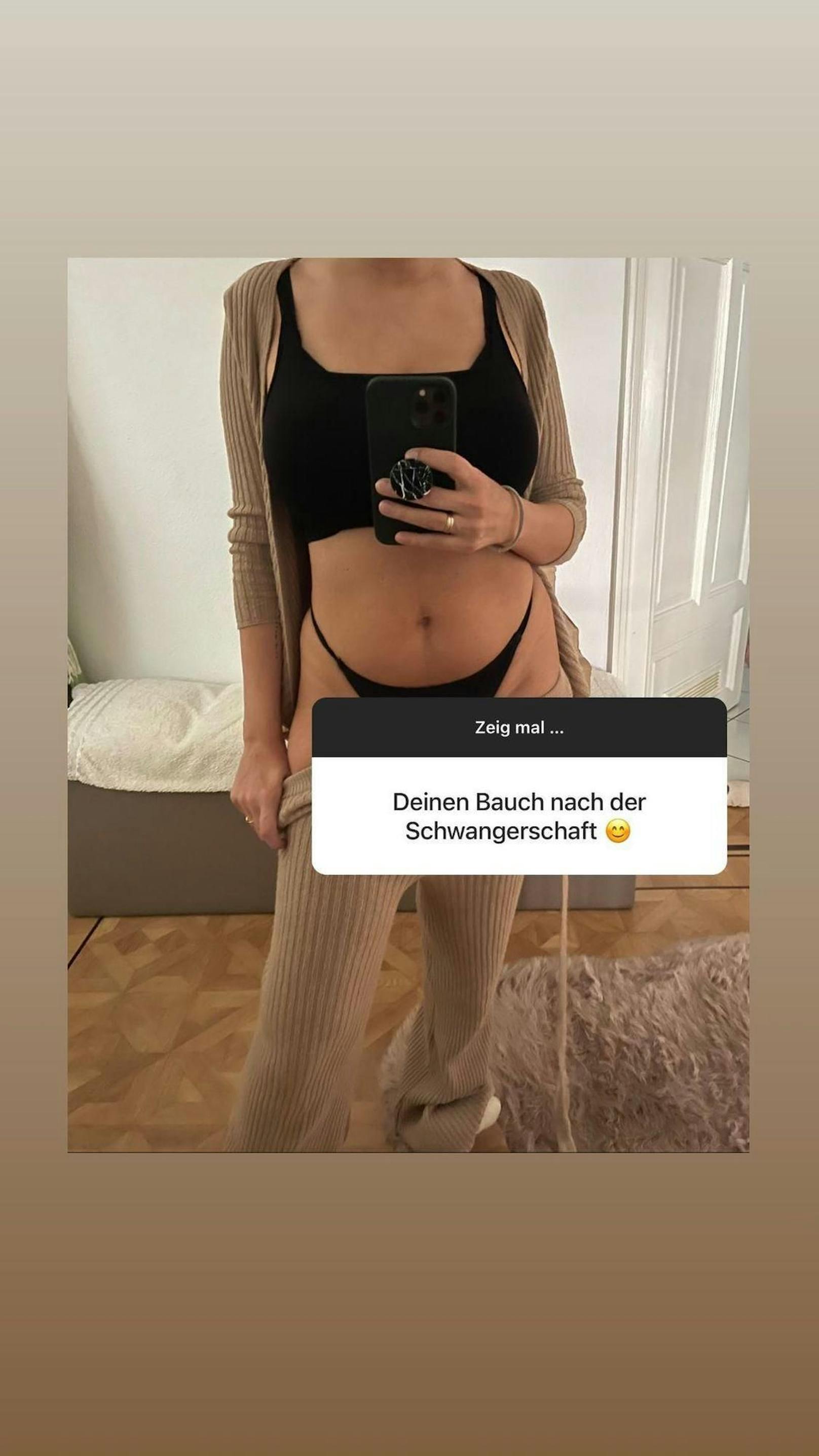 Ex-"Bachelor"-Kandidat Yeliz Koc zeigt ihren After-Baby-Bauch. Das Foto knispte sie sechs Wochen nach der Geburt.