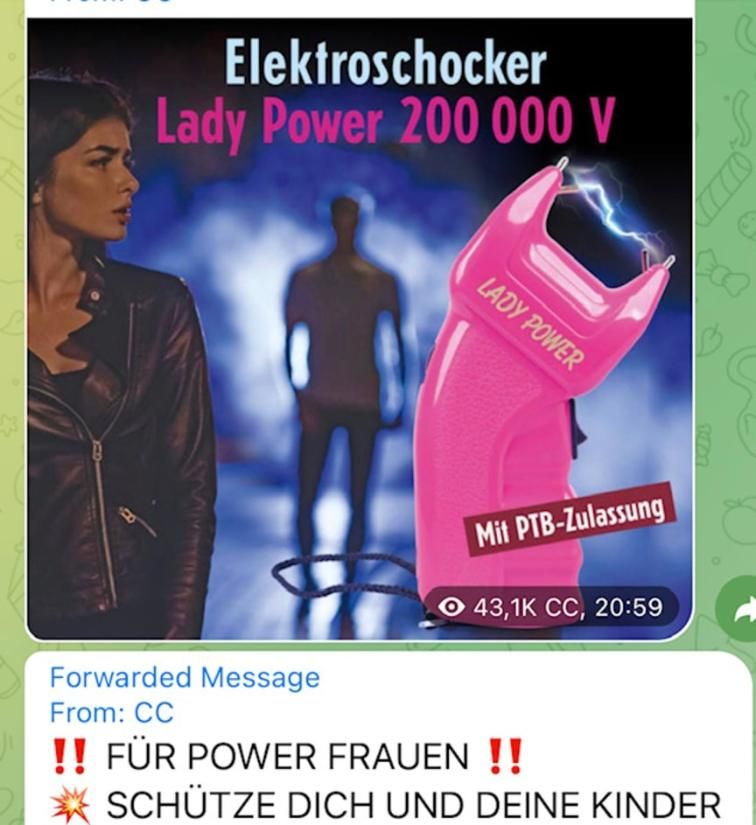 Michael Wendler wirbt unter anderem für Elektroschocker auf "Telegram"