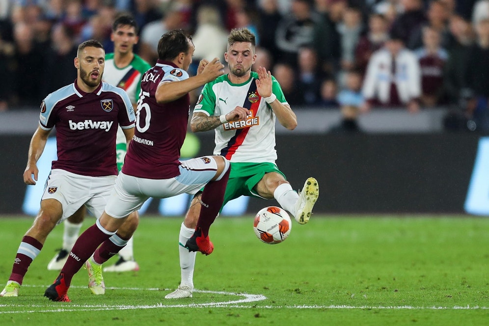 Rapid verlor das Hinspiel gegen West Ham auswärts mit 0:2.