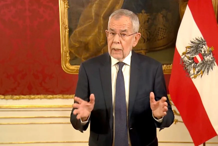 Bundespräsidenten Alexander Van der Bellen bei seiner Rede an die Nation.