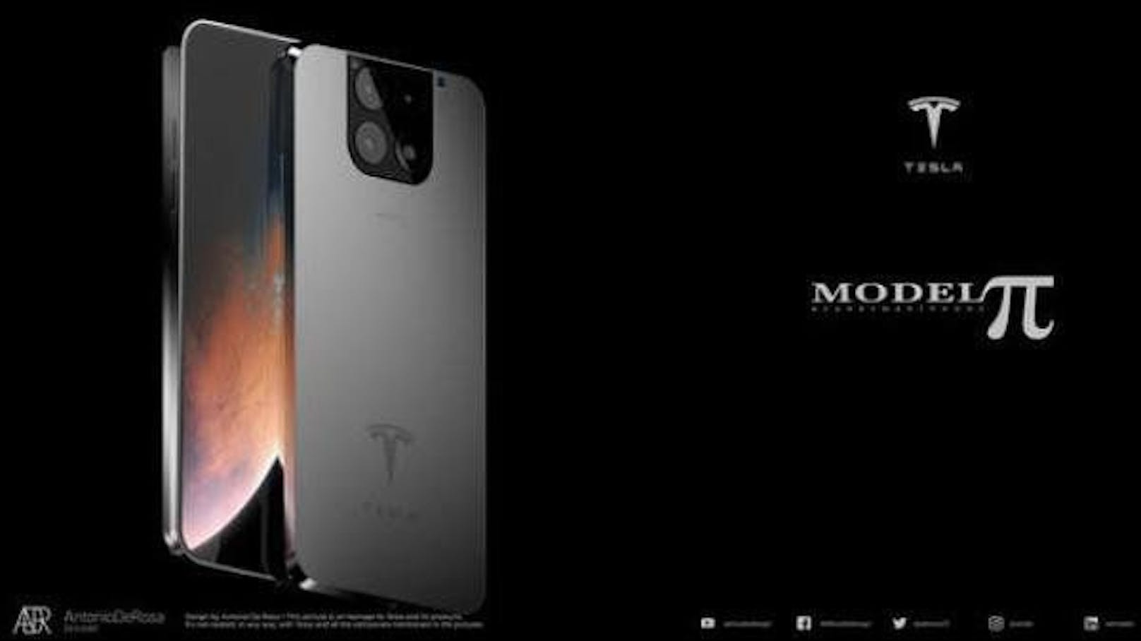 Entwürfe des Designers <strong>Antonio De Rosa</strong> zeigen, wie das Tesla-Handy aussehen könnte.