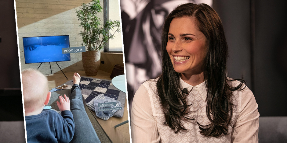 Anna Veith schaut mit Sohnemann Henry