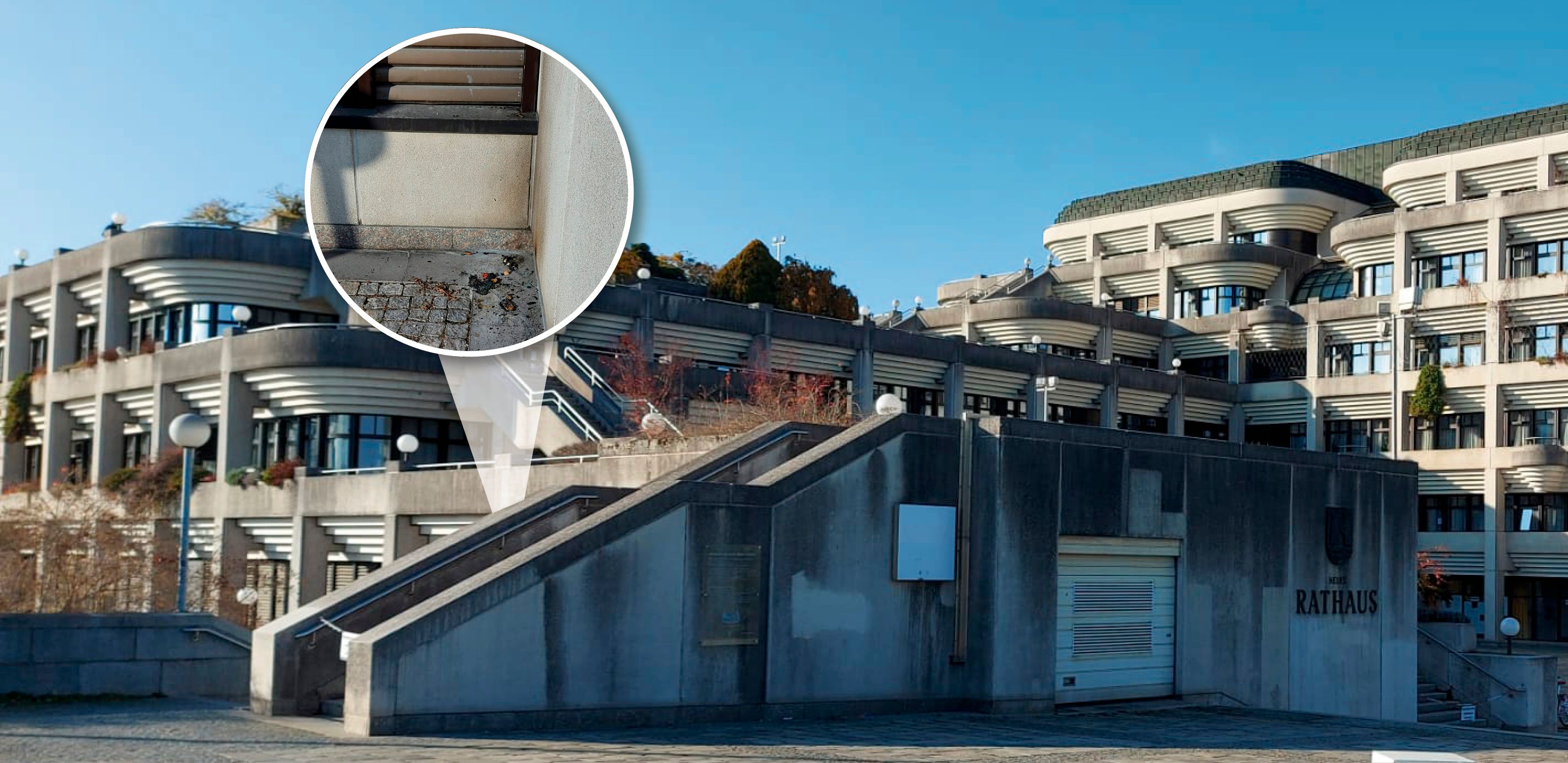 Ein Unbekannter zündete bei einem Fenster des Linzer Rathauses eine Gaskartusche an.