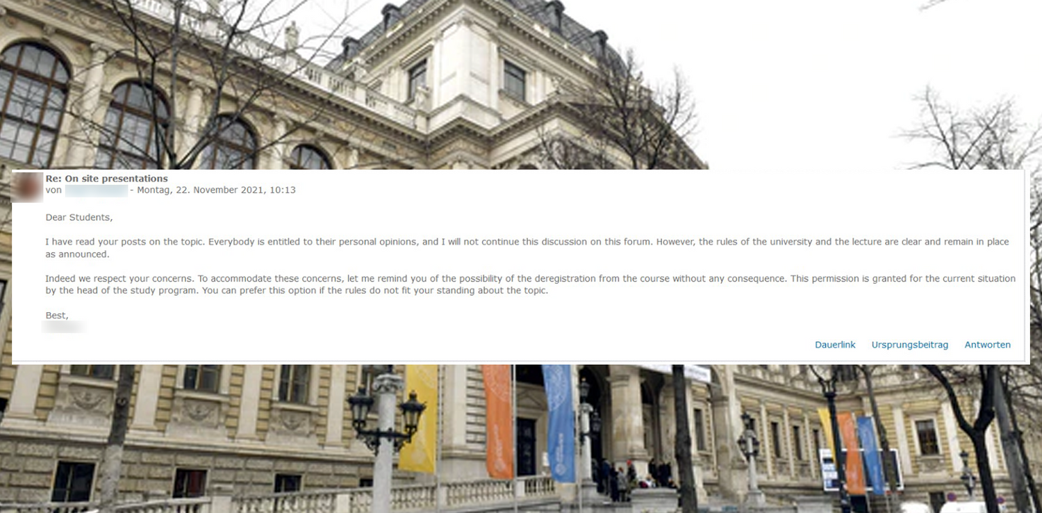 Die Besorgnis zahlreicher Studenten wurde schlichtweg ignoriert.