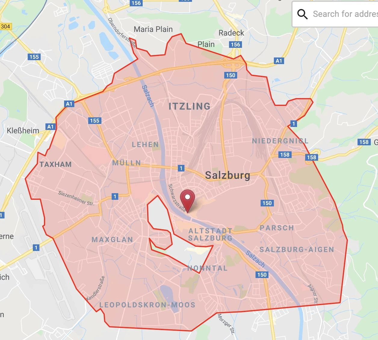 Hier wird in Salzburg Stadt gratis geliefert.
