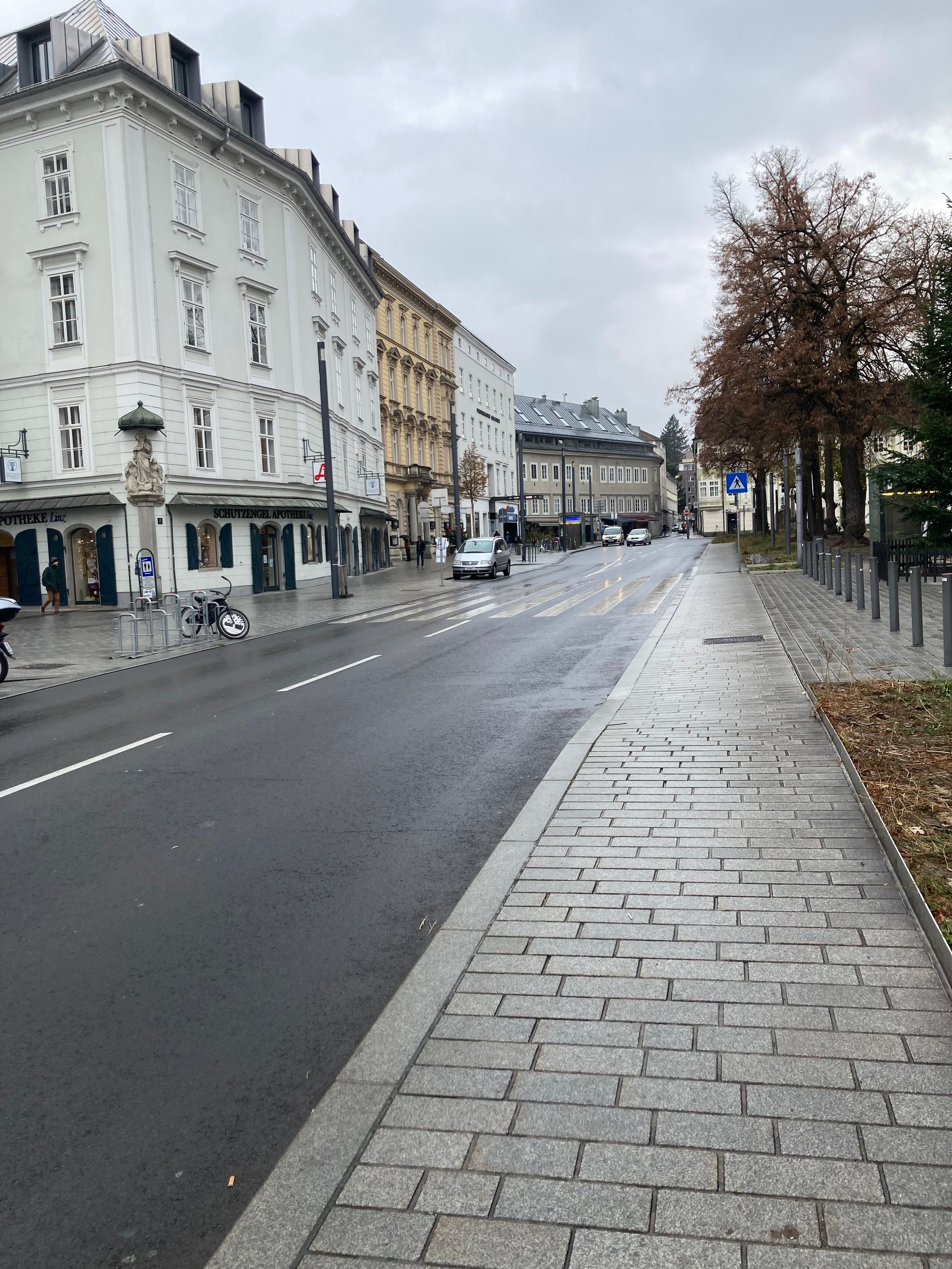 Mittags auf der Linzer Promenade war kaum ein Auto unterwegs.