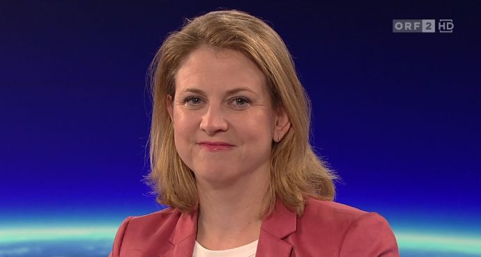 NEOS-Chefin Beate Meinl-Reisinger in der ORF-"ZiB 2".