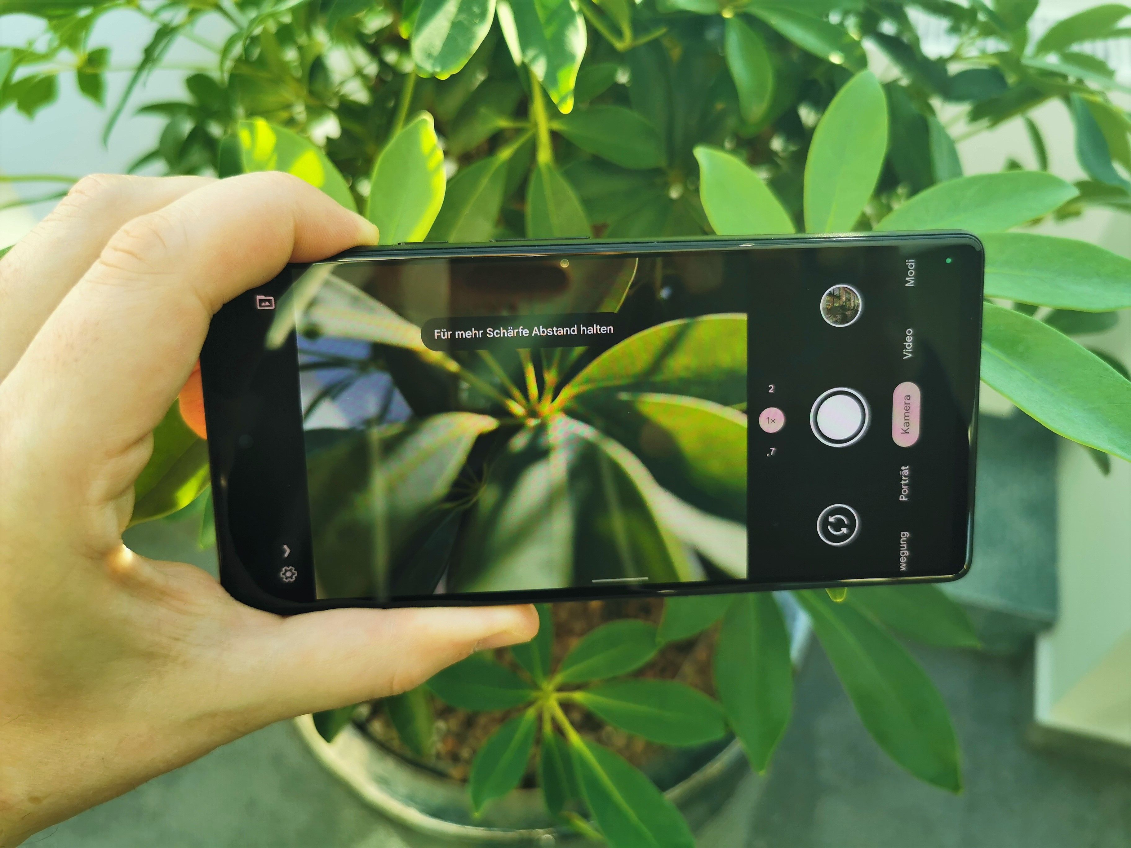 <em>Smart: Der Google Tensor ermöglicht KI-Hinweise beim Fotografieren.</em>