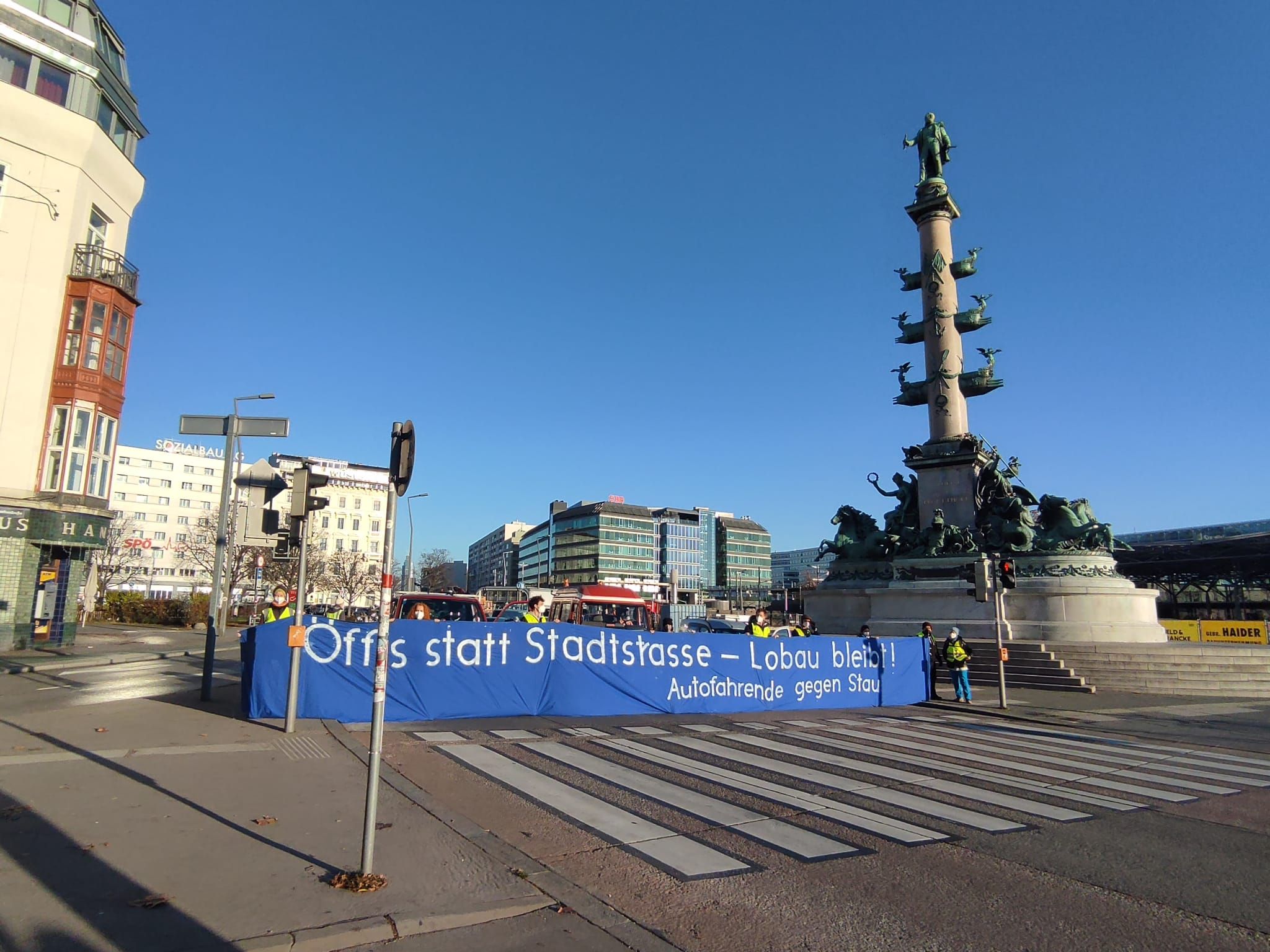 Die Protestaktion am Praterstern (Wien-Leopoldstadt)