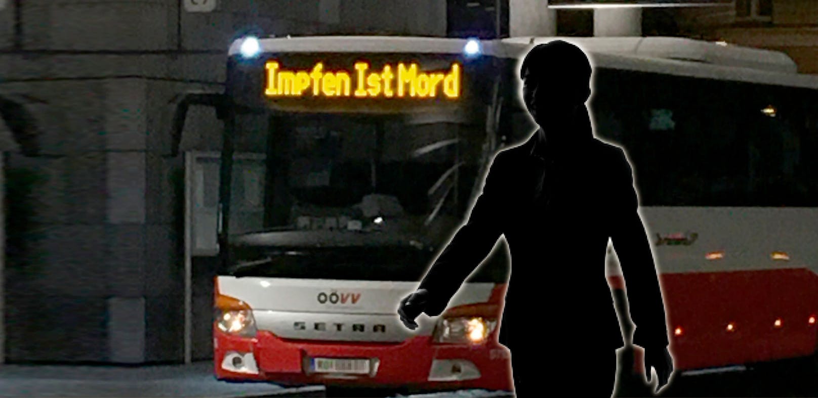 "Impfen ist Mord" stand groß auf einem Bus in Linz. Eine<em> "Heute"-</em>Leserin, die anonym bleiben möchte, hat den Bus fotografiert. Ihr Bild ging durch alle sozialen Medien. Im Gespräch erzählt sie, wie das mittlerweile berühmte Foto entstand.