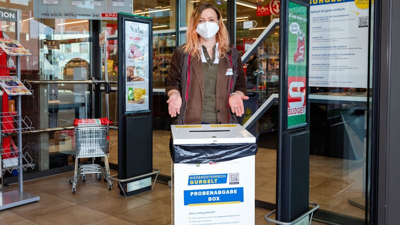 PCR-Gurgeltests in Niederösterreich: An allen Spar-Standorten in NÖ können die Tests zurückgegeben werden.