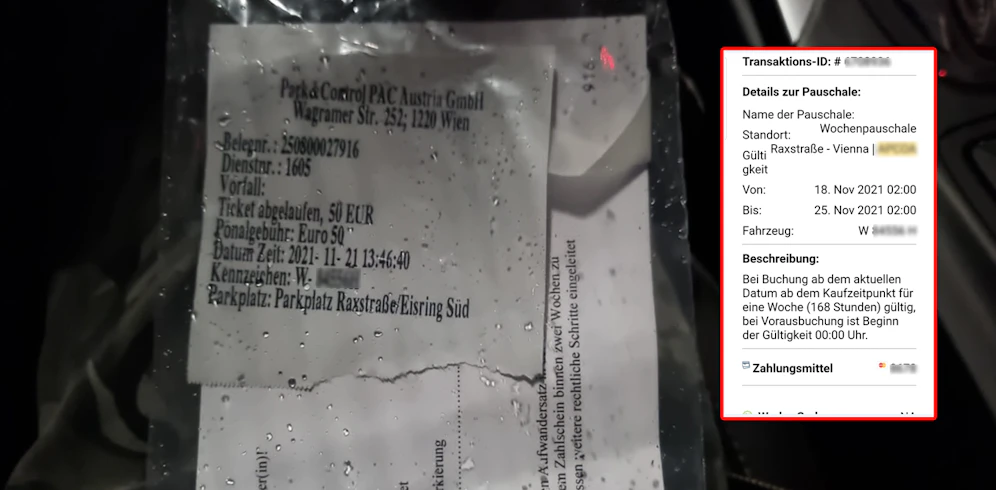 Eine Wienerin kassierte eine saftige Parkstrafe, obwohl sie ein Ticket löste.