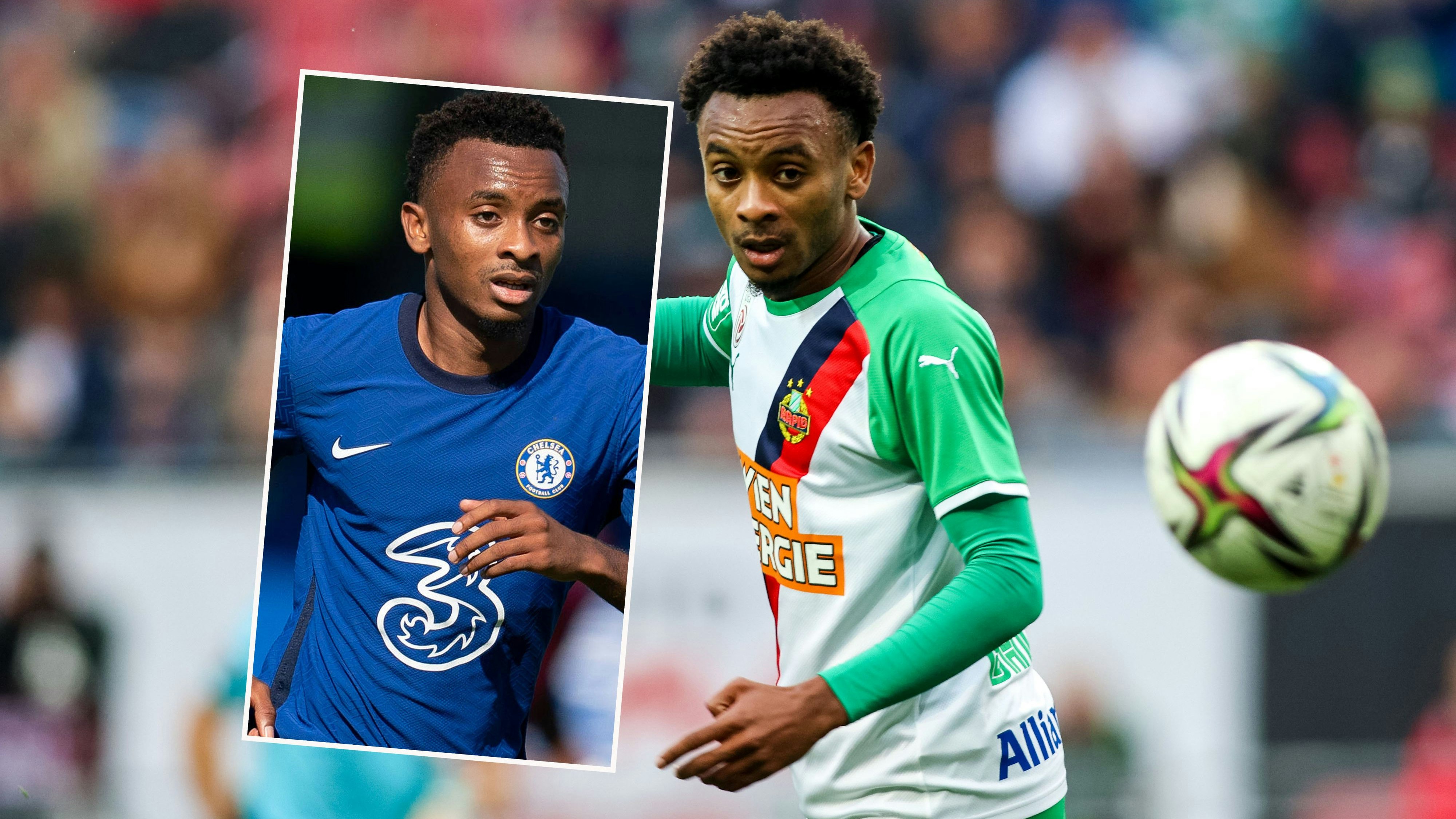 Thierno Ballo bei Chelsea (l.) und aktuell bei Rapid