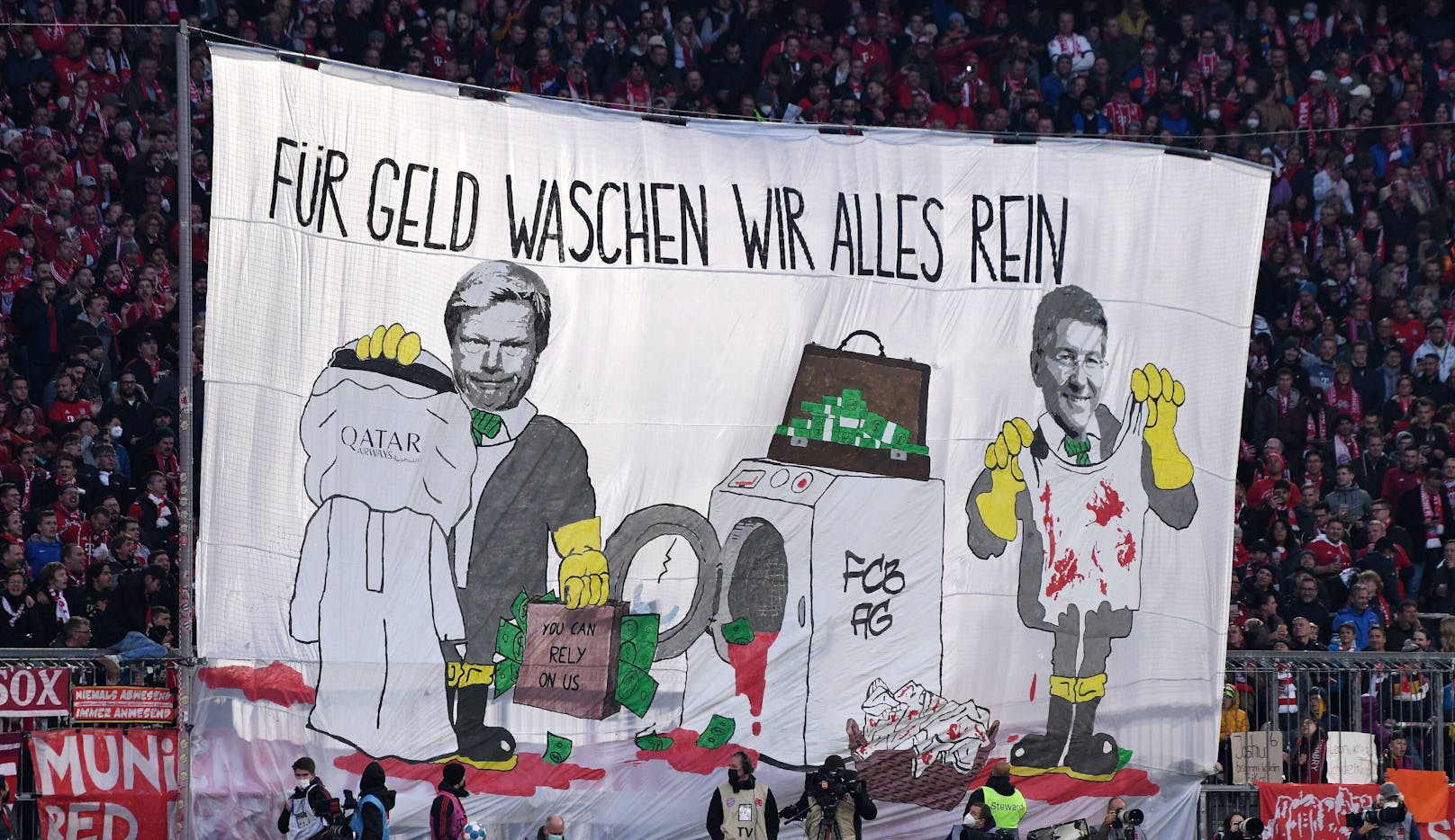 Die Bayern-Fans protestierten bereits gegen das Katar-Sponsoring. 