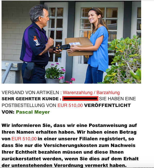 Neue Betrugsmasche: Mit diesem echt aussehenden Mail wollte ein falscher Paketdienst 100 Euro von einer Wienerin kassieren.